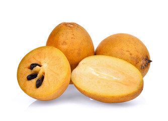fresh sapodilla fruit isolated on white background