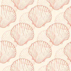 Velvet curtains Sea Seamless pattern with sea shells