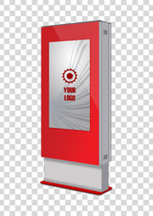 Promotional Interactive Information Kiosk Terminal Stand Touch Screen Display. Mock Up Template.