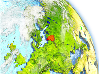 Lithuania on model of Earth