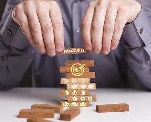 The concept of technology, the Internet and the network. Businessman shows a working model of...