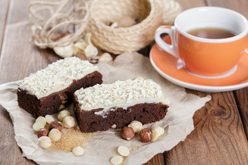 cake on old wooden background