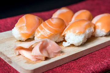 fresh sushi traditional japanese food on the table
