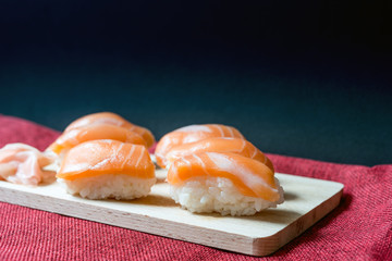 fresh sushi traditional japanese food on the table