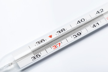 mercury thermometer, isolated on white background