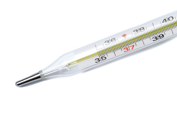 mercury thermometer, isolated on white background