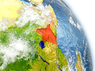 Kenya on model of Earth