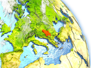 Serbia on model of Earth