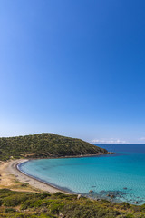 Beautiful paradise beach with turquoise sea - Sardinia Mari Pintau beach - Cagliari - vertical