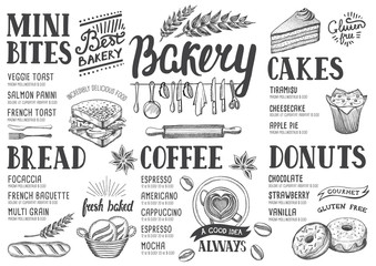 Bakery menu restaurant, food template.