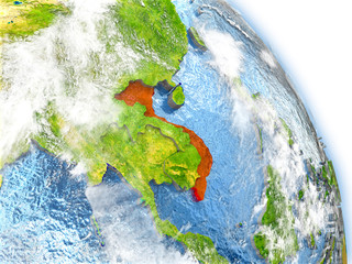 Vietnam on model of Earth