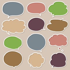 Set of Colorful Hand Drawn Speech and Thought Bubbles