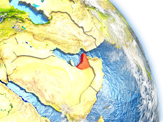 United Arab Emirates on model of Earth