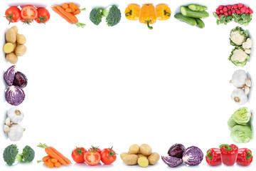 Gemüse Karotten Tomaten Paprika Salat Rahmen Textfreiraum Copyspace Essen Freisteller