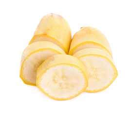 Banana slice isolated on white background