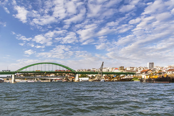 Sava River with Branko's Bridge, Old Sava's Bridge, Savamala Old Ship Dock and Belgrade Downtown...