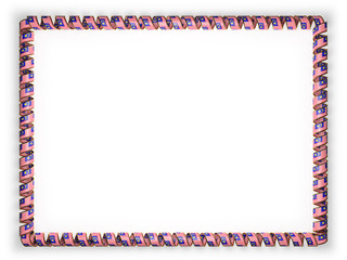 Frame and border of ribbon with the Malaysia flag, edging from the golden rope. 3d illustration