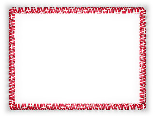 Frame and border of ribbon with the Denmark flag. 3d illustration