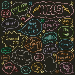 Fototapeta premium Set of Hand Drawn Speech and Thought Bubbles Doodle 