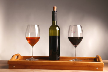bottle of wine and glass on the table