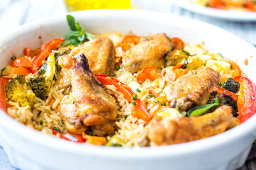 Traditional dish of rice,vegetable and meat-pilaf