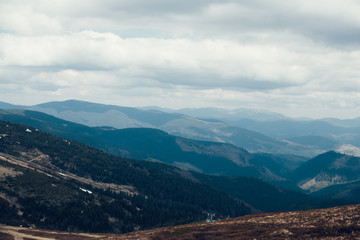 Beautiful cloudy sky in Carpatian Mountains