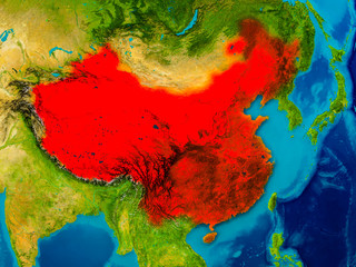 China on physical map