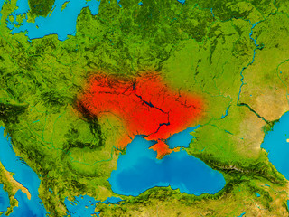 Fototapeta na wymiar Ukraine on physical map