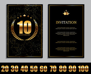 Luxury Template Set of Anniversary Celebration Invitation
