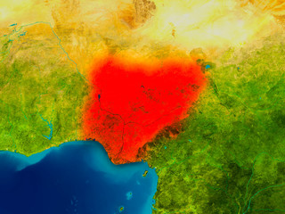 Nigeria on physical map