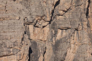 Detail of vertical Dolomites wall in Italy