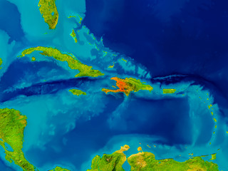Fototapeta na wymiar Haiti on physical map