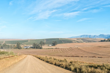 Fototapeta na wymiar Farm landscape on the road between Riviersonderend town and Greyton