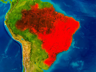 Brazil on physical map © harvepino