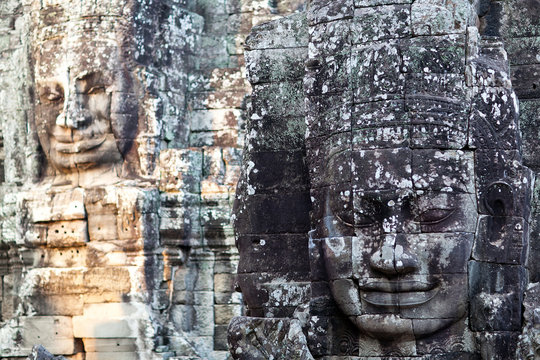Giant stone face of Prasat Bayon temple, Cambodia