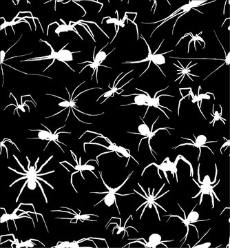 white spider silhouettes seamless background