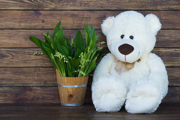 teddy bear with bouquets