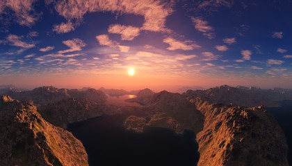 Panorama of the canyon, Mountain landscape, panorama of a mountain lake

