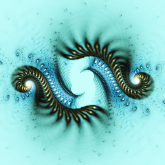 Exotic pattern with curls. 3D surreal illustration. Sacred geometry. Mysterious psychedelic relaxation pattern. Fractal abstract texture. Digital artwork graphic astrology magic