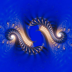 Exotic pattern with curls. 3D surreal illustration. Sacred geometry. Mysterious psychedelic relaxation pattern. Fractal abstract texture. Digital artwork graphic astrology magic