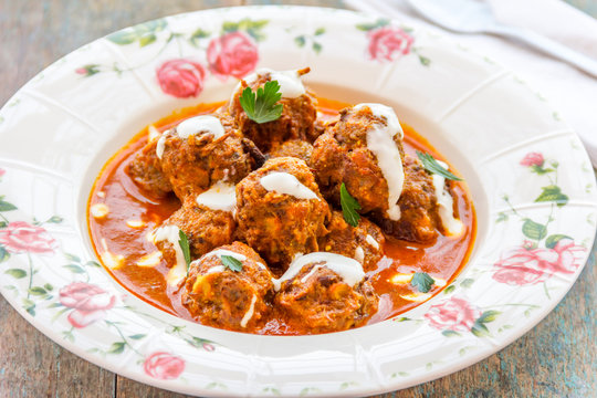 Vegetable Balls Curry with Gravy - Indian Food Horizontal Image