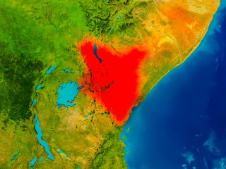 Kenya on physical map