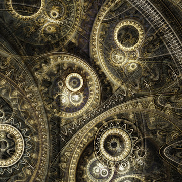Fantasy fractal steampunk background
