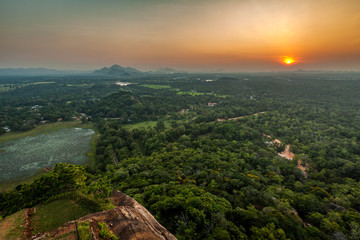 Panoramic view at sunset from Sigiriya