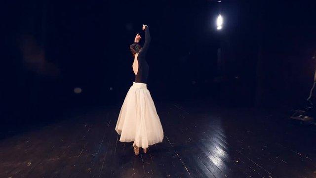 Graceful dance of the ballerina. Steadicam. HD.