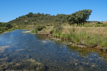 River scene in the countryside of Algarve. Vascao River, Portugal