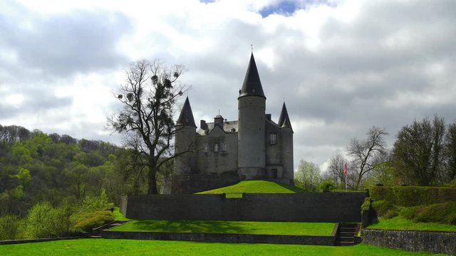 Old medieval castle Veves in Belgium. 4k high resolution.