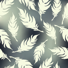 Seamless vector background with decorative feathers. Cloth design, wallpaper.
