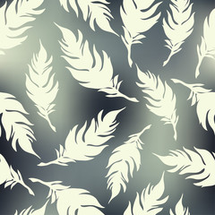 Seamless vector background with decorative feathers. Cloth design, wallpaper.
