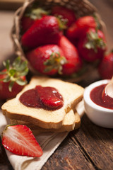 Toast snack with strawberry jam
